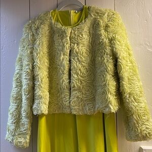 Zara Floral Textured Cream Jacket